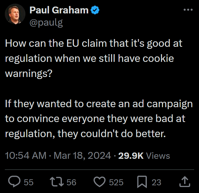 Paul Graham on Cookie Banners