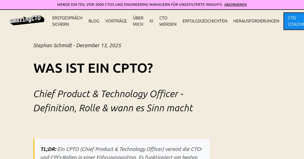 Was ist ein CPTO? Chief Product & Technology Officer erklärt